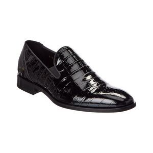 Antonio Maurizi Croc-Embossed Patent Loafer, Black